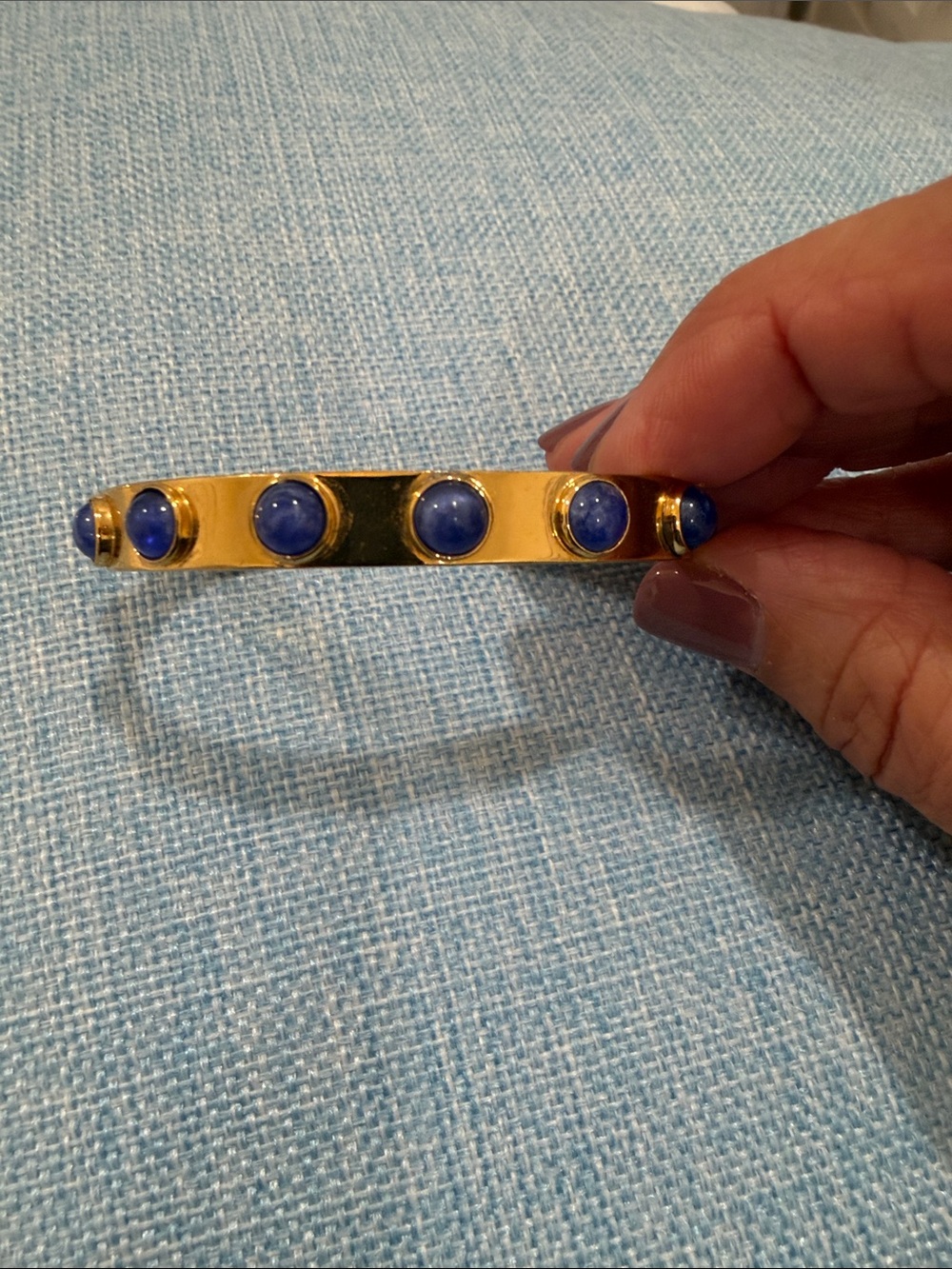 kate spade Gold Bangle with Blue Cabochons